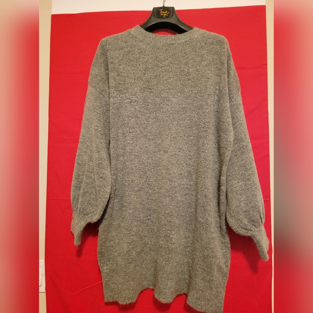 Cozy Women's Gray Oversized Knit Sweater Dress